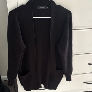 Black Open Front Cardigan